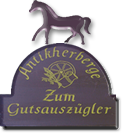Eingangsschild Gutsauszügler mit Pferd als Hauswappen